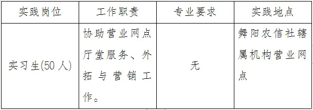 2024年舞阳县大学生“返家乡”暑期社会实践招聘公告(舞阳农信社专版)